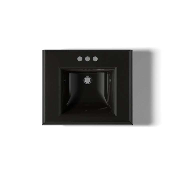 KOHLER K-2238-4 Memoirs 24-1/4" rectangular pedestal bathroom sink, black black - view 3