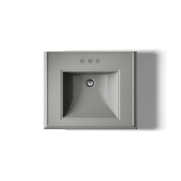 KOHLER K-2238-4 Memoirs 24-1/4" rectangular pedestal bathroom sink, thunder grey - view 3
