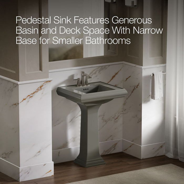 KOHLER K-2238-4 Memoirs 24-1/4" rectangular pedestal bathroom sink, thunder grey - view 4