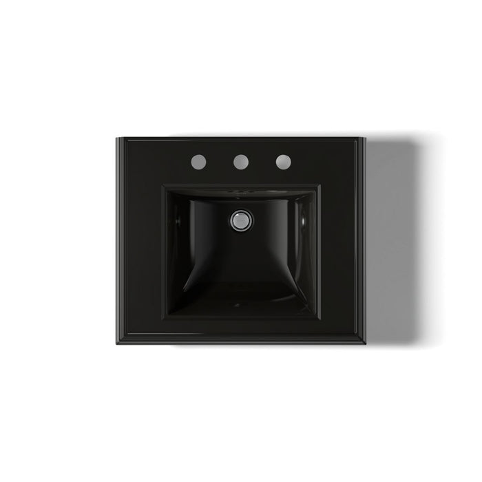 KOHLER K-2238-8 Memoirs 24-1/4" rectangular pedestal bathroom sink, black black - view 4