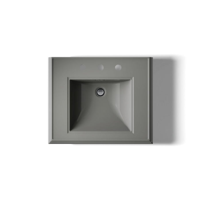 KOHLER K-2238-8 Memoirs 24-1/4" rectangular pedestal bathroom sink, thunder grey - view 2