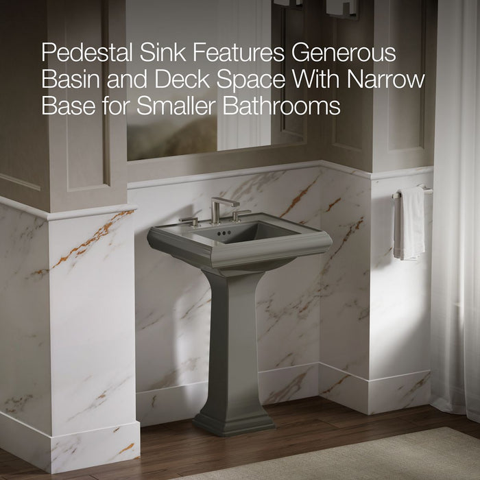 KOHLER K-2238-8 Memoirs 24-1/4" rectangular pedestal bathroom sink, thunder grey - view 4