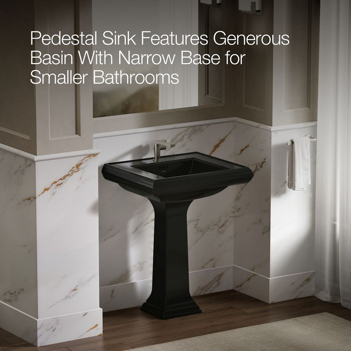 KOHLER K-2258-1 Memoirs 27-1/4" rectangular pedestal bathroom sink, black black - view 4