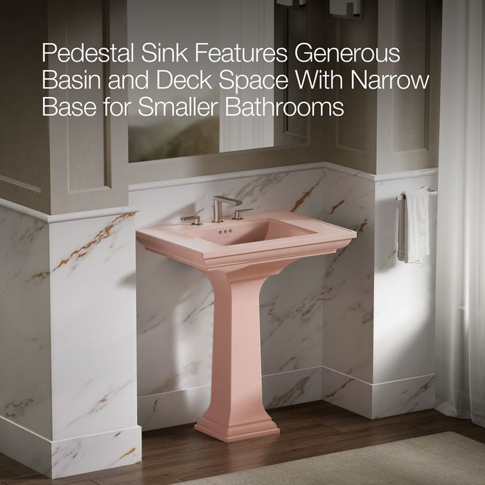 KOHLER K-2268-8 Memoirs 30-3/4" rectangular pedestal bathroom sink, 150th peachblow - view 4