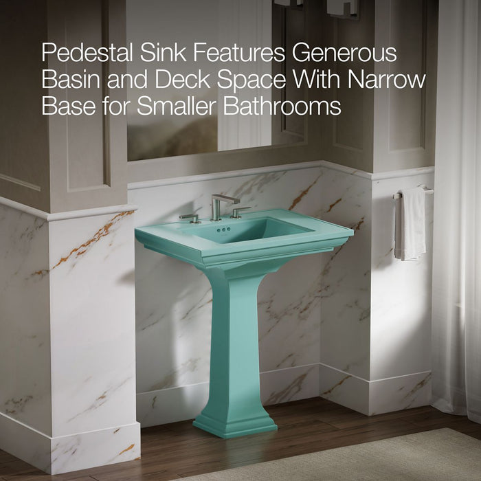 KOHLER K-2268-8 Memoirs 30-3/4" rectangular pedestal bathroom sink, 150th spring green - view 3