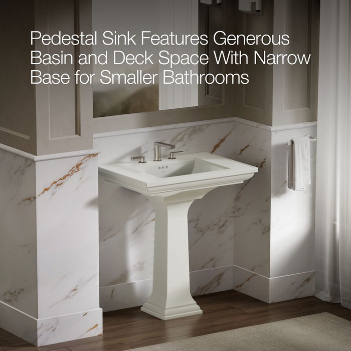 KOHLER K-2268-8 Memoirs 30-3/4" rectangular pedestal bathroom sink, dune - view 4