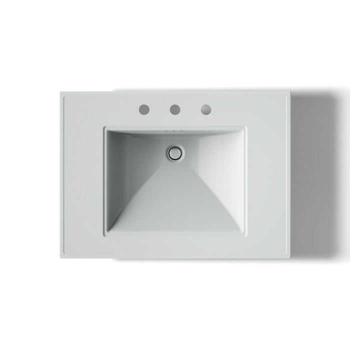 KOHLER K-2268-8 Memoirs 30-3/4" rectangular pedestal bathroom sink, ice grey - view 3