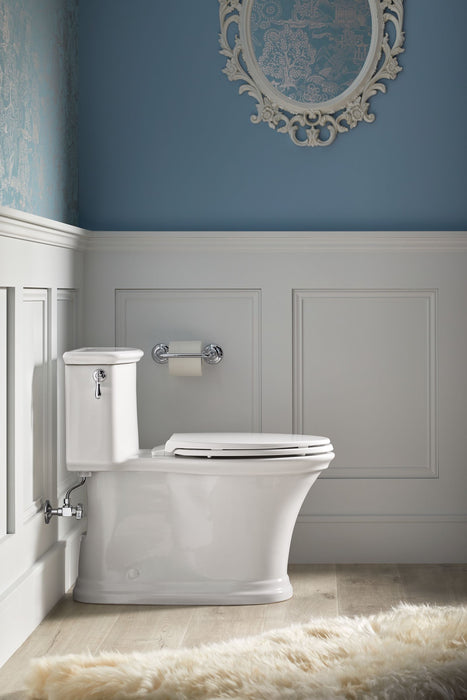 KOHLER K-22695 Harken One-piece Compact Elongated Toilet with Skirted Trapway, 1.28 GPF