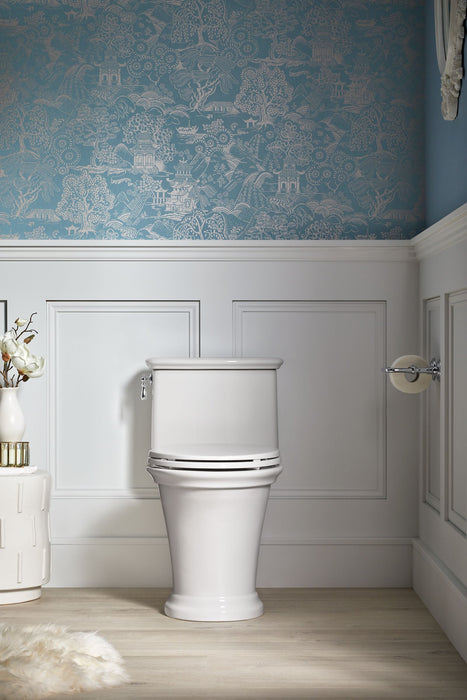 KOHLER K-22695 Harken One-piece Compact Elongated Toilet with Skirted Trapway, 1.28 GPF