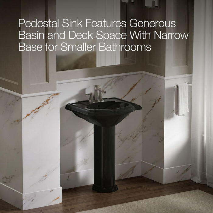 KOHLER K-2286-4 Devonshire 24-1/4" rectangular pedestal bathroom sink, black black - view 4