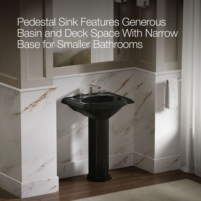 KOHLER K-2286-8 Devonshire 24-1/4" rectangular pedestal bathroom sink, black black - view 4