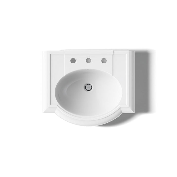 KOHLER K-2286-8 Devonshire 24-1/4" rectangular pedestal bathroom sink, white - view 3