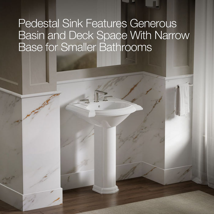 KOHLER K-2286-8 Devonshire 24-1/4" rectangular pedestal bathroom sink, white - view 4