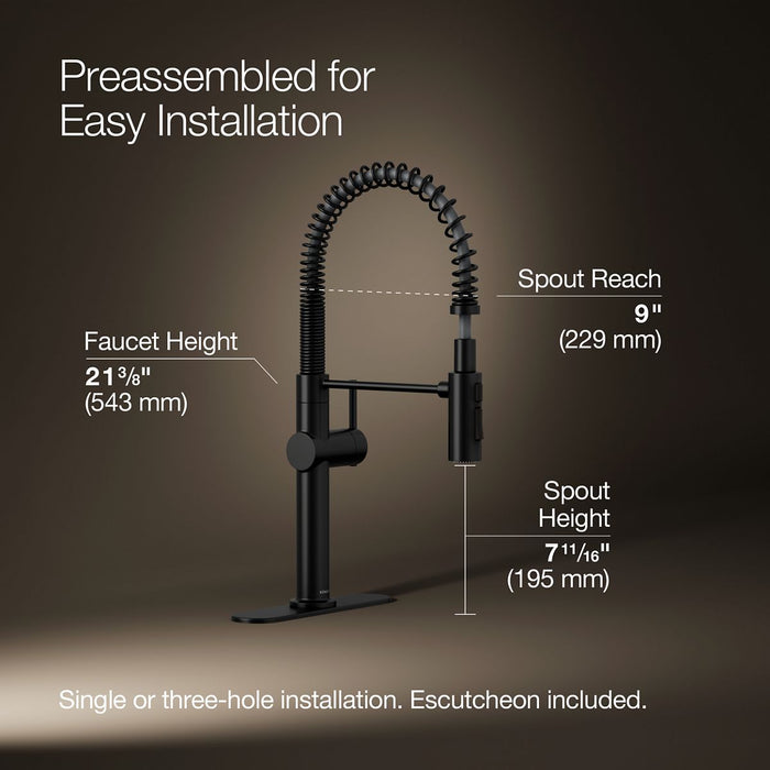 KOHLER Crue Semi-professional kitchen sink faucet with three-function sprayhead