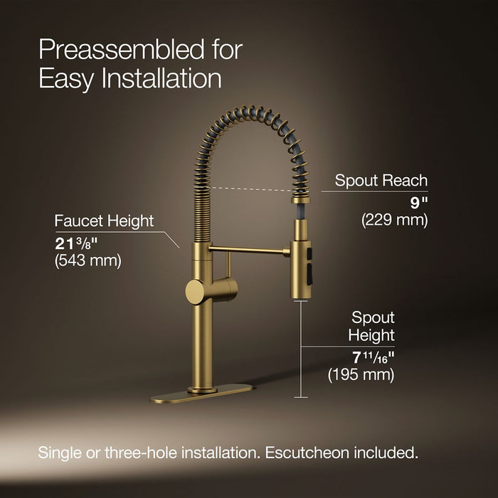 KOHLER Crue Semi-professional kitchen sink faucet with three-function sprayhead