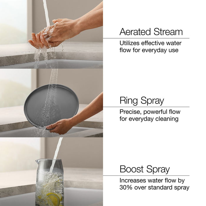 KOHLER KOHLER K-22974-WB Crue Touchless pull-down kitchen sink faucet with KOHLER Konnect and three-function sprayhead
