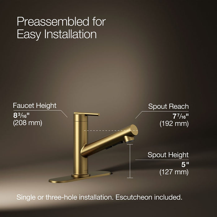 KOHLER Crue Pull-out kitchen sink faucet with three-function sprayhead