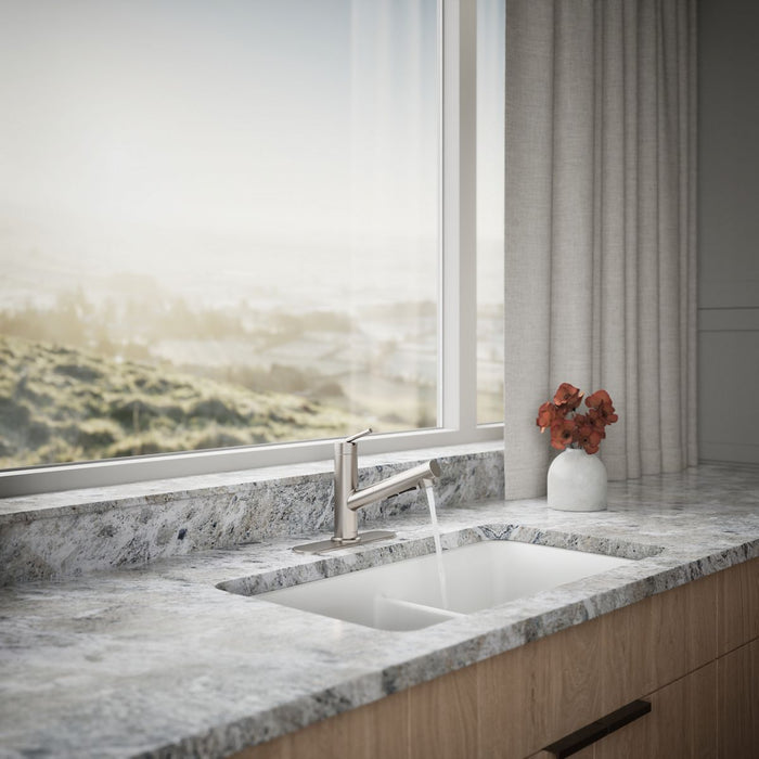 KOHLER K-22976 Crue Pull-out kitchen sink faucet with three-function sprayhead