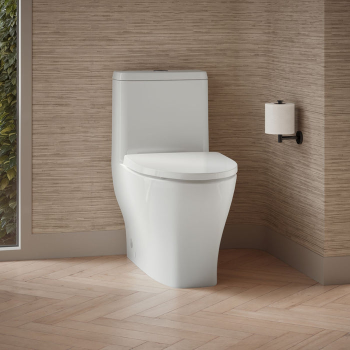 KOHLER K-23188 Reach One-piece Compact Elongated Toilet with Skirted Trapway, Dual-flush