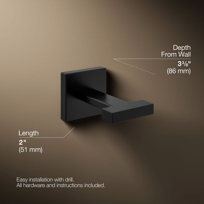 KOHLER K-23290 Square Robe hook, matte black - view 4