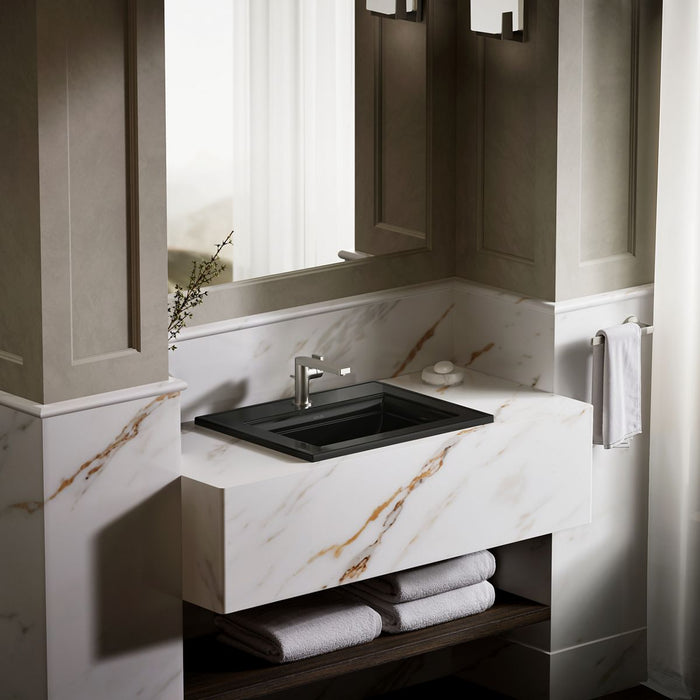KOHLER K-2337-1 Memoirs 22-3/4" rectangular drop-in bathroom sink, black black - view 4