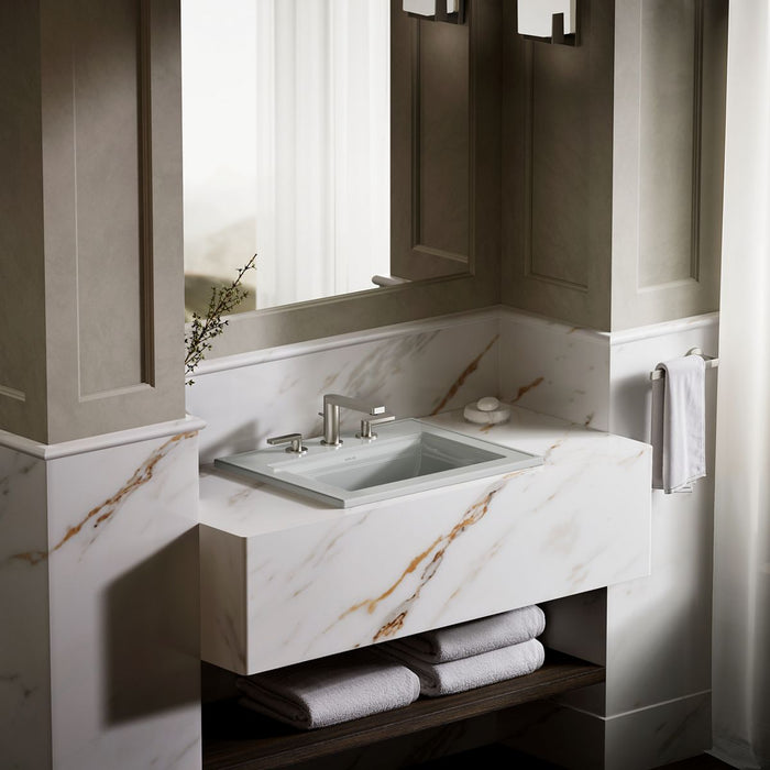 KOHLER K-2337-8 Memoirs 22-3/4" rectangular drop-in bathroom sink, ice grey - view 4