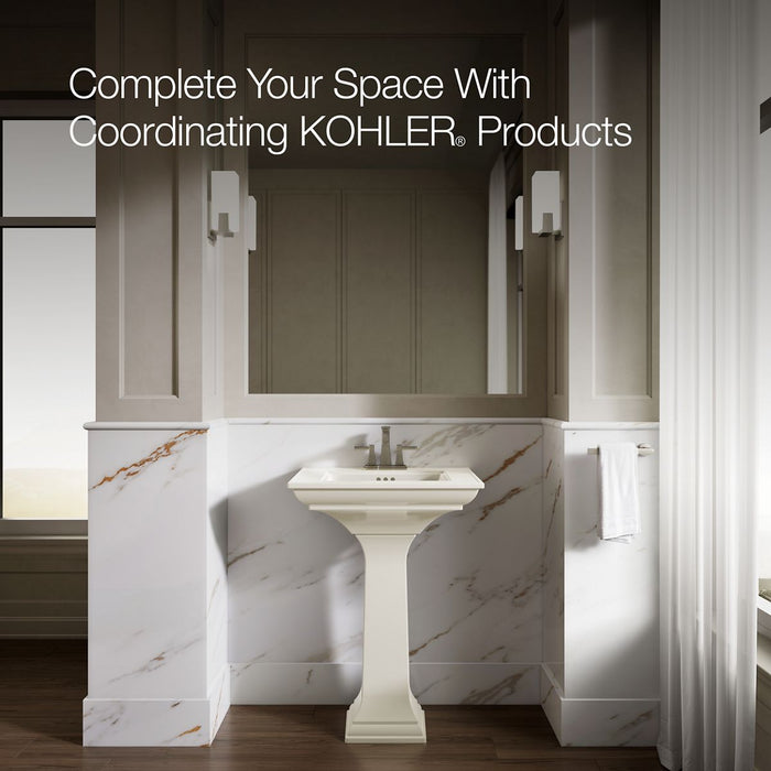 KOHLER K-2344-4 Memoirs 25" rectangular pedestal bathroom sink, biscuit - view 4