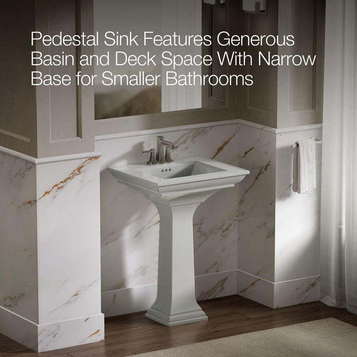 KOHLER K-2344-4 Memoirs 25" rectangular pedestal bathroom sink, ice grey - view 5