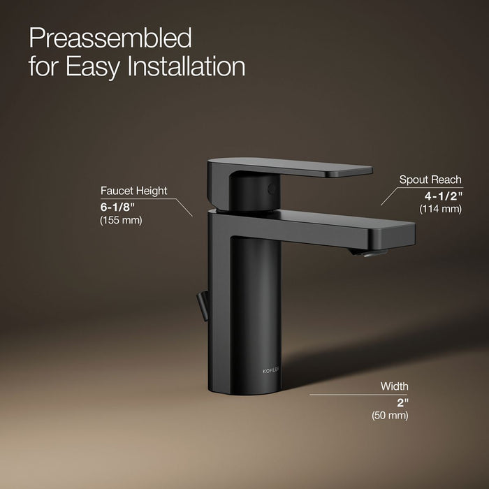 KOHLER K-23472-4 Parallel Single-handle bathroom sink faucet, 1.2 gpm, matte black - view 3