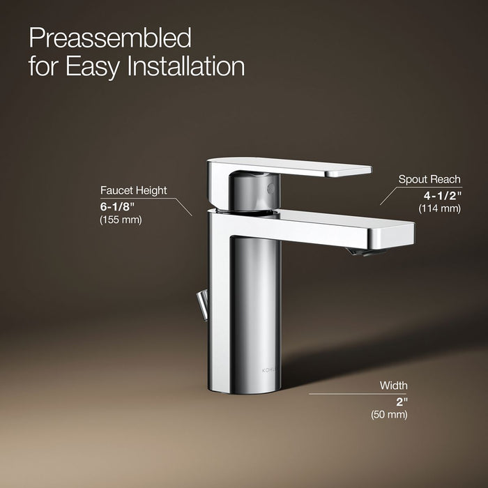KOHLER K-23472-4 Parallel Single-handle bathroom sink faucet, 1.2 gpm, polished chrome - view 4