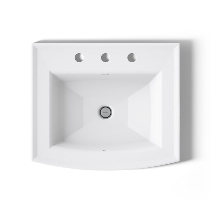 KOHLER K-2356-8 Archer 22-3/4" rectangular drop-in bathroom sink, white - view 3