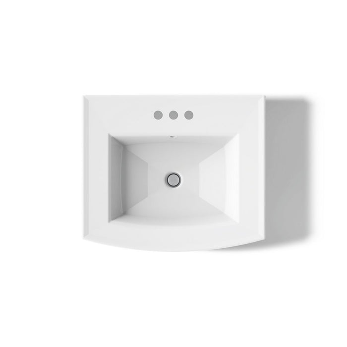 KOHLER K-2358-4 Archer 24" rectangular pedestal bathroom sink, white - view 3