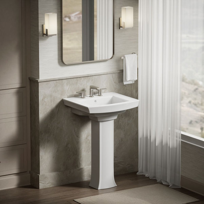 KOHLER K-2358-8 Archer 24" rectangular pedestal bathroom sink, white - view 4