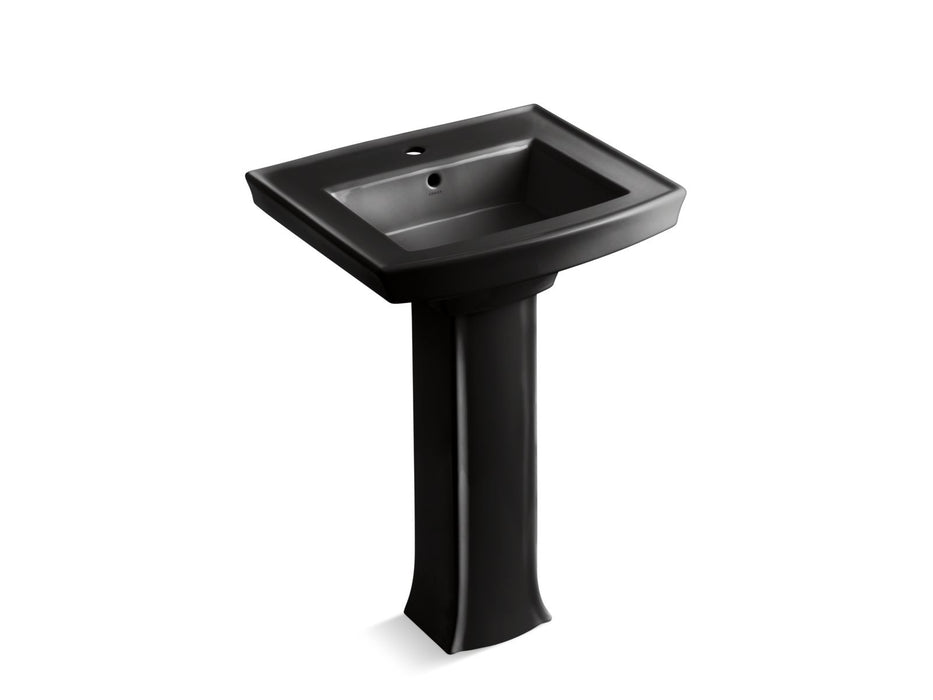KOHLER K-2359-1 Archer Pedestal bathroom sink with single faucet hole, black black
