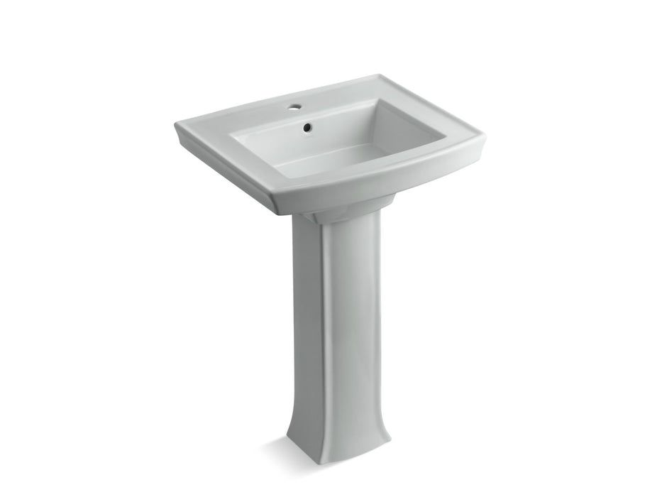 KOHLER K-2359-1 Archer 24" rectangular pedestal bathroom sink, ice grey