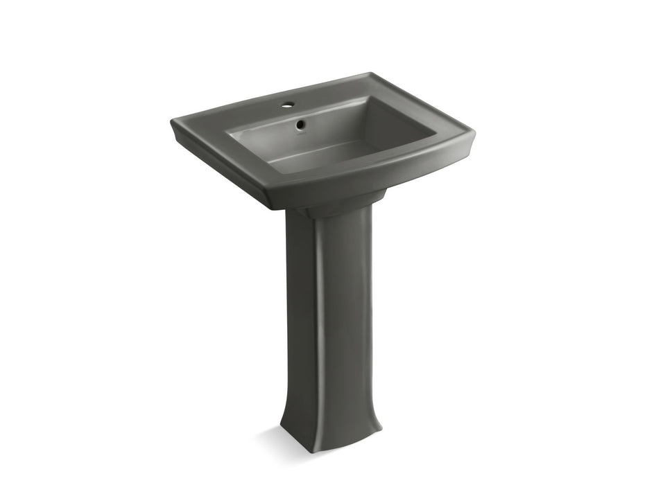 KOHLER K-2359-1 Archer 24" rectangular pedestal bathroom sink, thunder grey