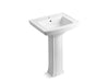 KOHLER K-2359-1 Archer 24" rectangular pedestal bathroom sink, white