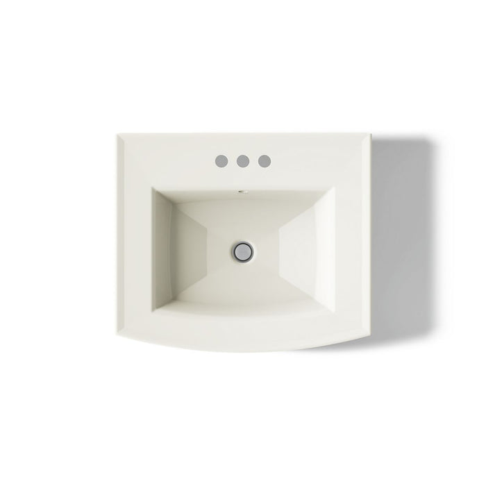 KOHLER K-2359-4 Archer 24" rectangular pedestal bathroom sink, biscuit - view 3