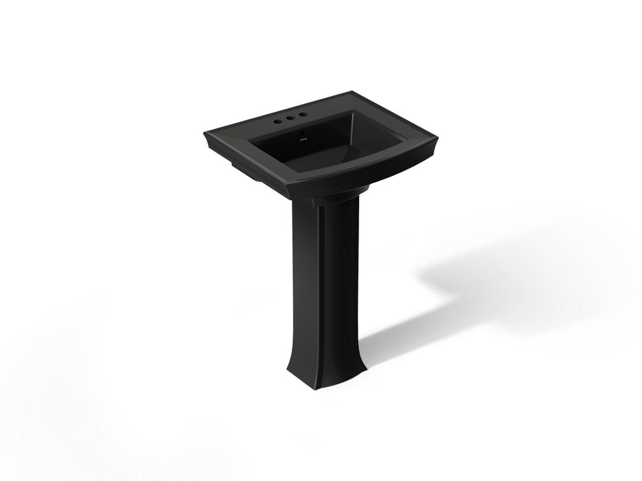 KOHLER K-2359-4 Archer 24" rectangular pedestal bathroom sink, black black