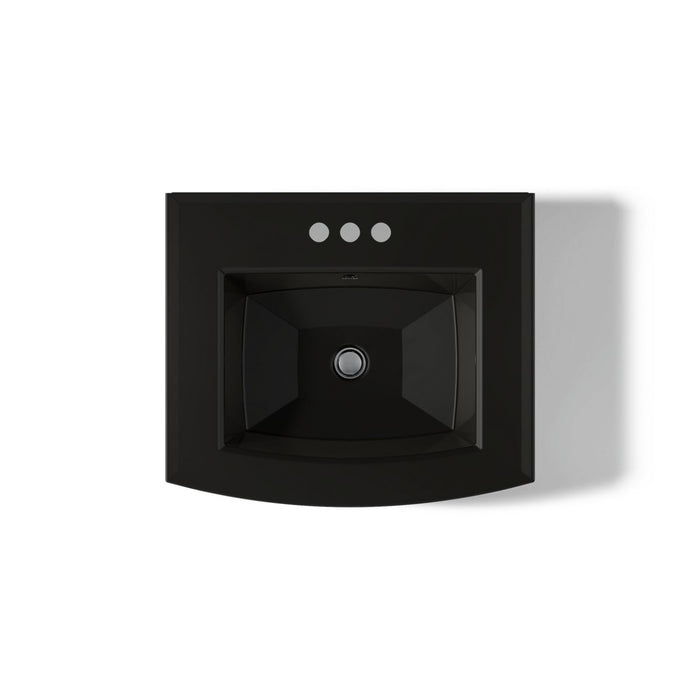 KOHLER K-2359-4 Archer 24" rectangular pedestal bathroom sink, black black - view 3