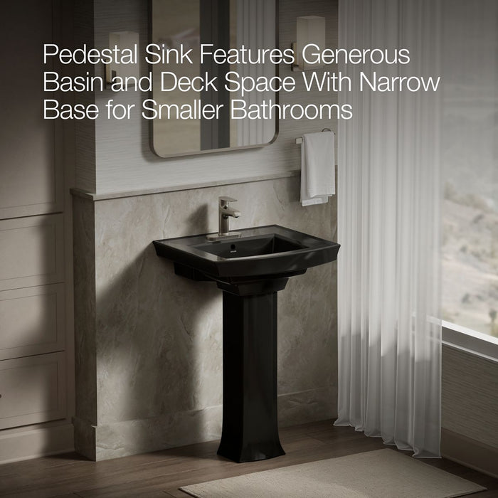 KOHLER K-2359-4 Archer 24" rectangular pedestal bathroom sink, black black - view 4