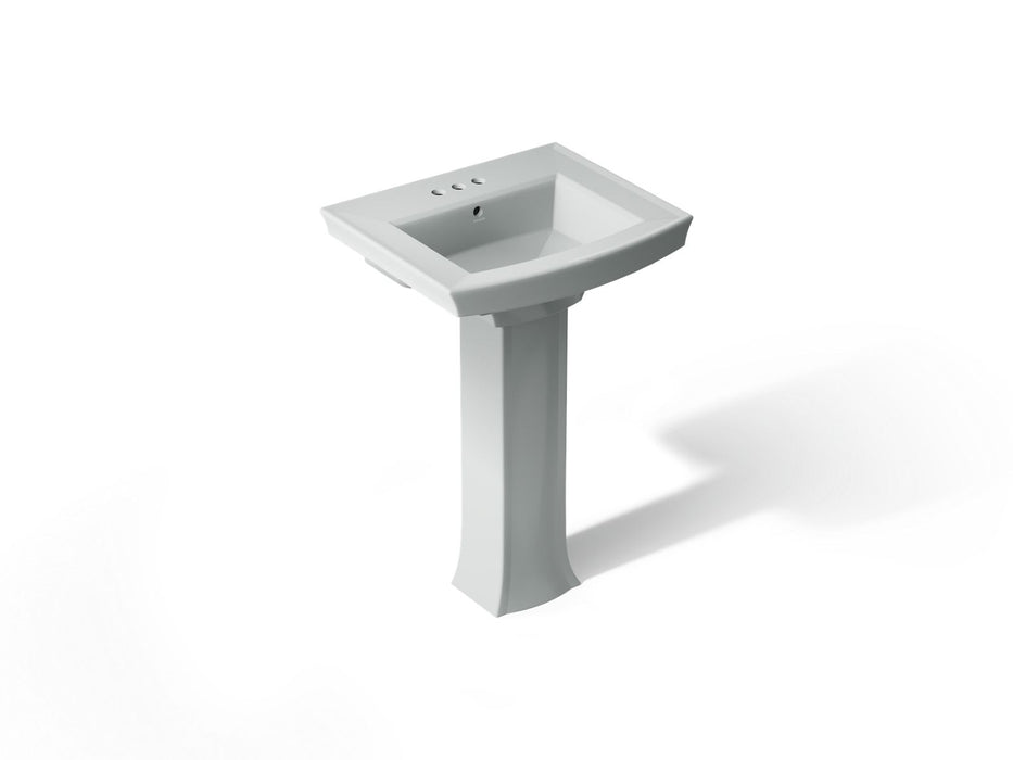 KOHLER K-2359-4 Archer 24" rectangular pedestal bathroom sink, ice grey