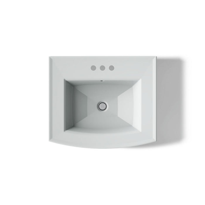 KOHLER K-2359-4 Archer 24" rectangular pedestal bathroom sink, ice grey - view 3