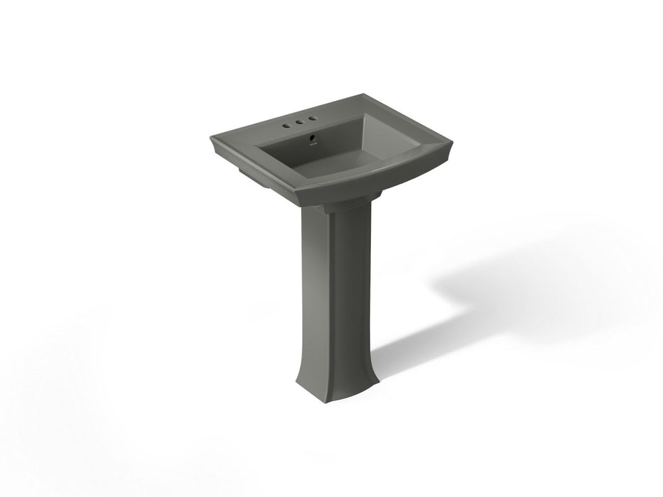 KOHLER K-2359-4 Archer 24" rectangular pedestal bathroom sink, thunder grey