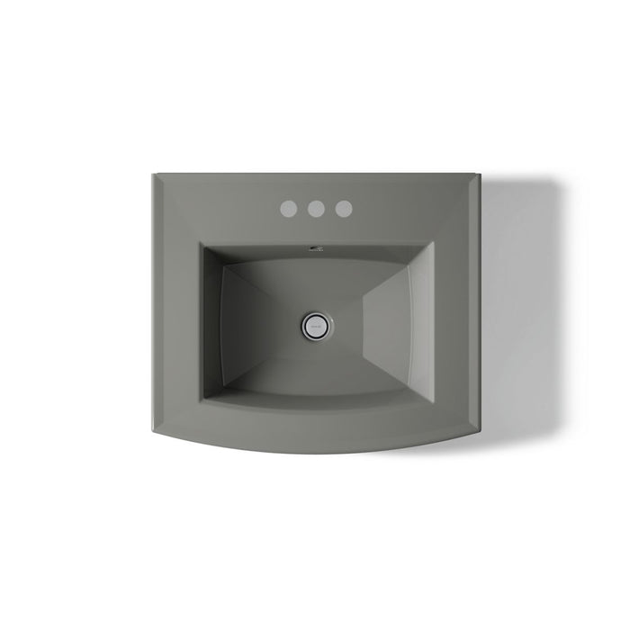 KOHLER K-2359-4 Archer 24" rectangular pedestal bathroom sink, thunder grey - view 3
