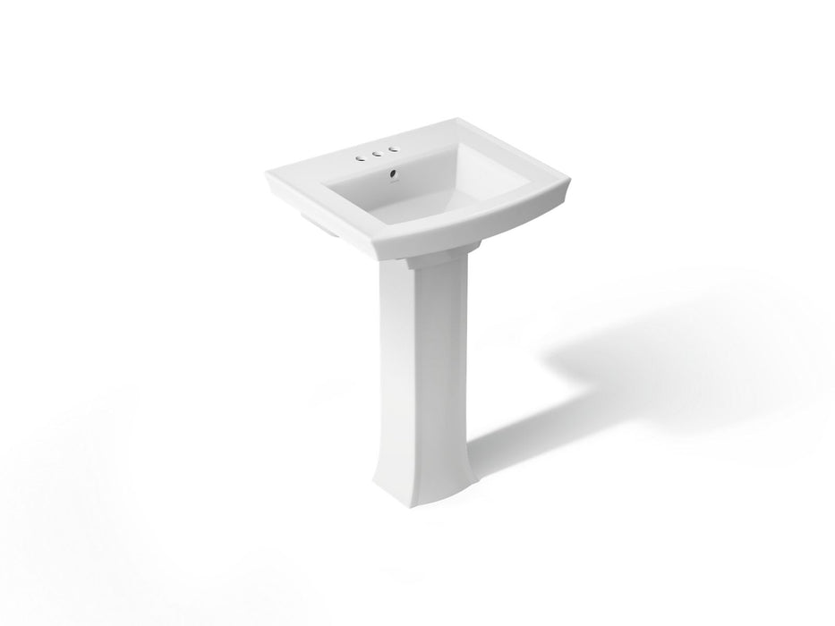 KOHLER K-2359-4 Archer 24" rectangular pedestal bathroom sink, white