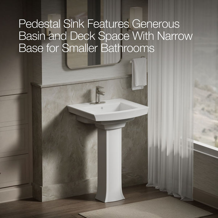 KOHLER K-2359-4 Archer 24" rectangular pedestal bathroom sink, white - view 4