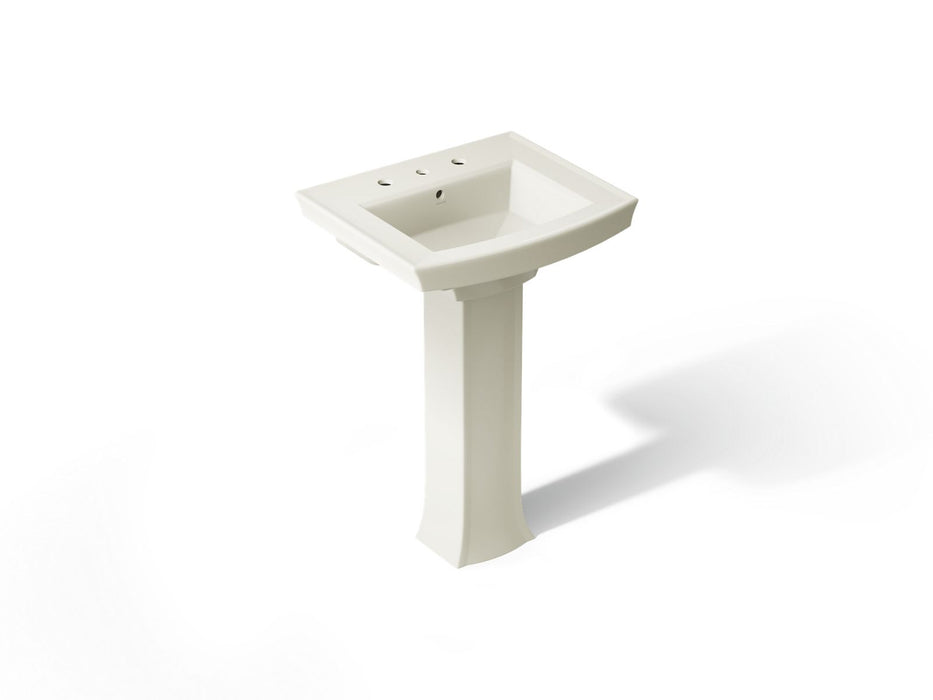 KOHLER K-2359-8 Archer 24" rectangular pedestal bathroom sink, biscuit