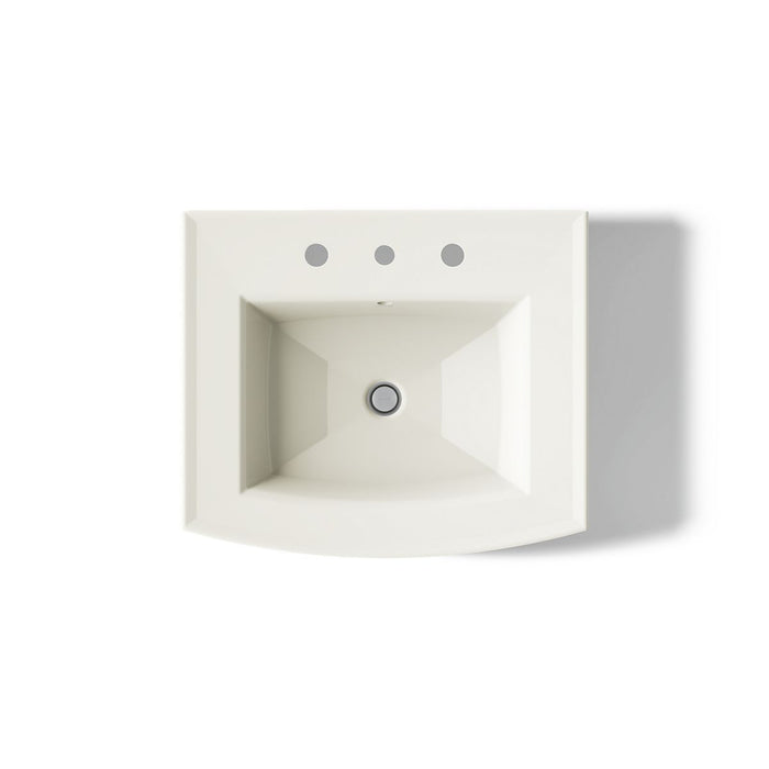 KOHLER K-2359-8 Archer 24" rectangular pedestal bathroom sink, biscuit - view 2