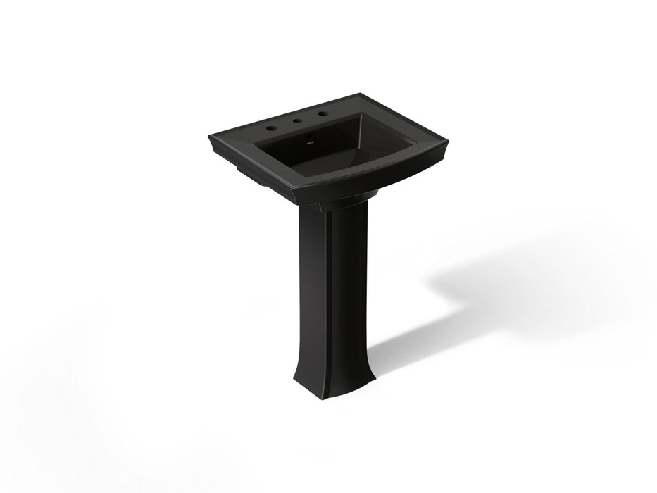 KOHLER K-2359-8 Archer 24" rectangular pedestal bathroom sink, black black